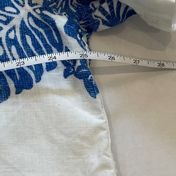 Tommy Bahama Linen Hawaiian White Button Down Short Sleeve Shirt Blue Floral XL - Picture 13 of 14